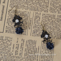 Black Lace Earrings For Womens With Flower Pendant Earrings